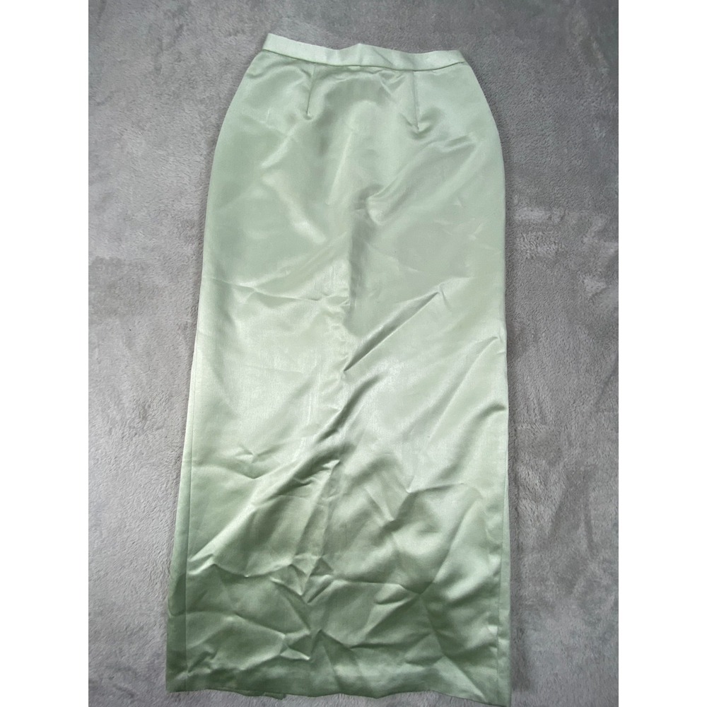 Zola Evening Pencil Maxi Skirt Womens 4P Light Green Satin Casual Party Cocktail